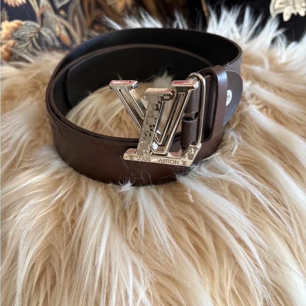 Brown leather Belt with Silver removable Buckle